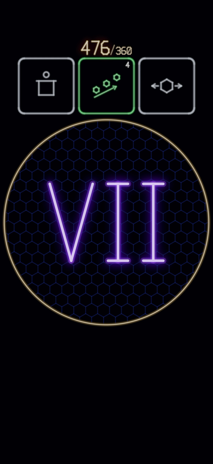 The level interstitial: a giant neon roman numeral seven.